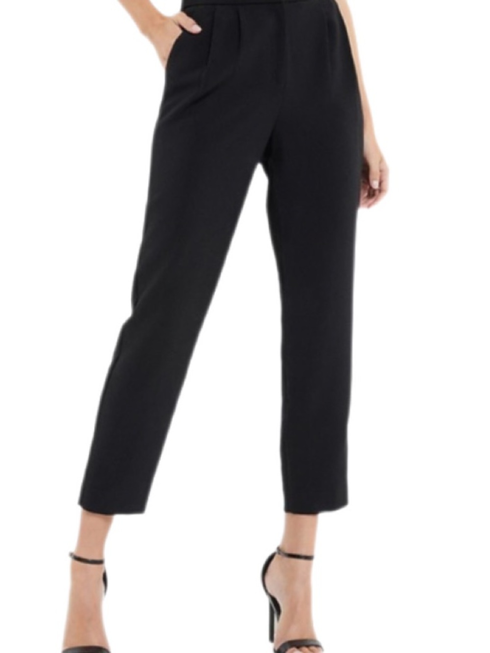 Express Black High Rise Cropped Pleated Tapered Ankle Pants NWT